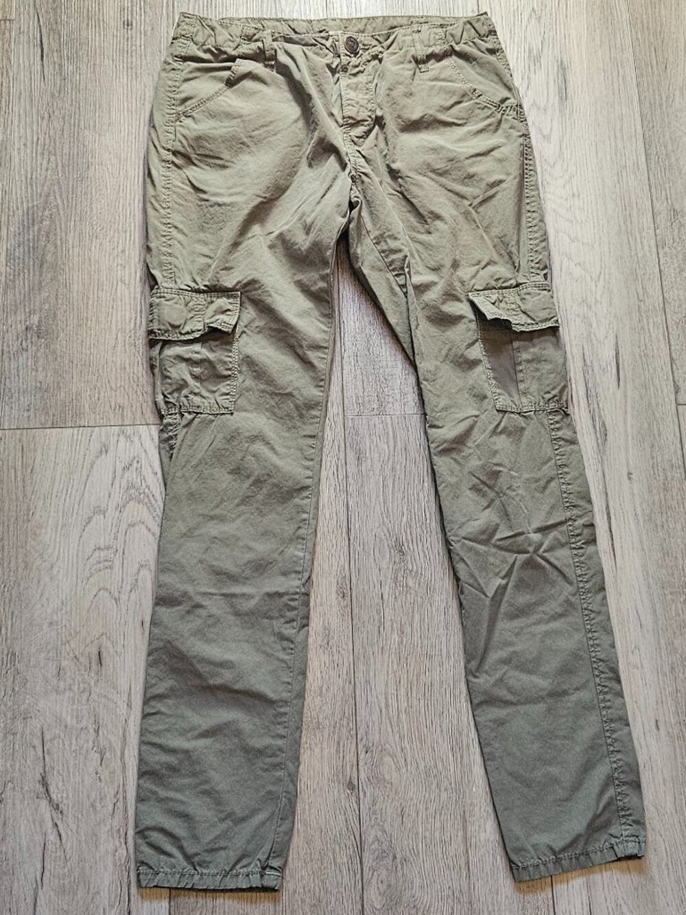 True Religion Celina Cargo Military Olive Green Slim Utility Pants Size 25